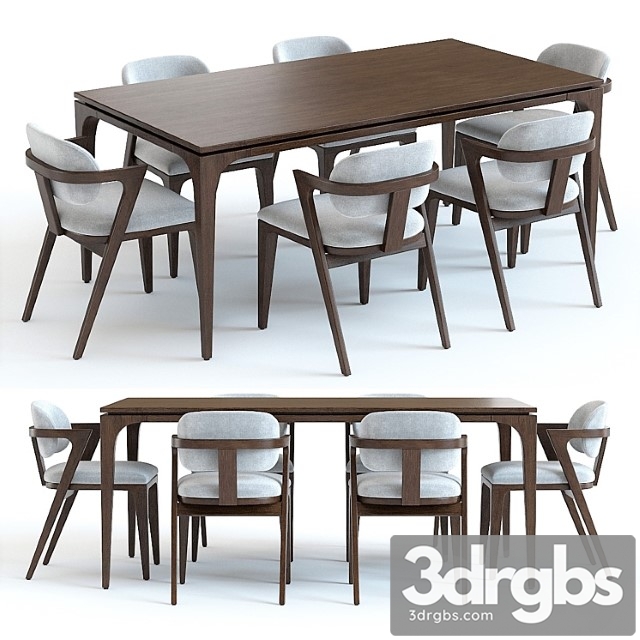 West Elm Adam Court Table And Chairs 3dsmax Download - thumbnail 1