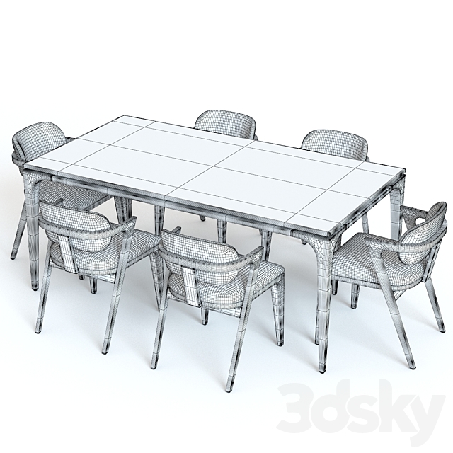 West Elm Adam Court Table and Chairs 3DSMax File - thumbnail 3