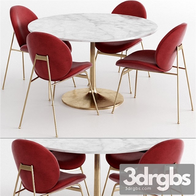 West elm and crate & barrel dinning set 2 2 3dsmax Download - thumbnail 1