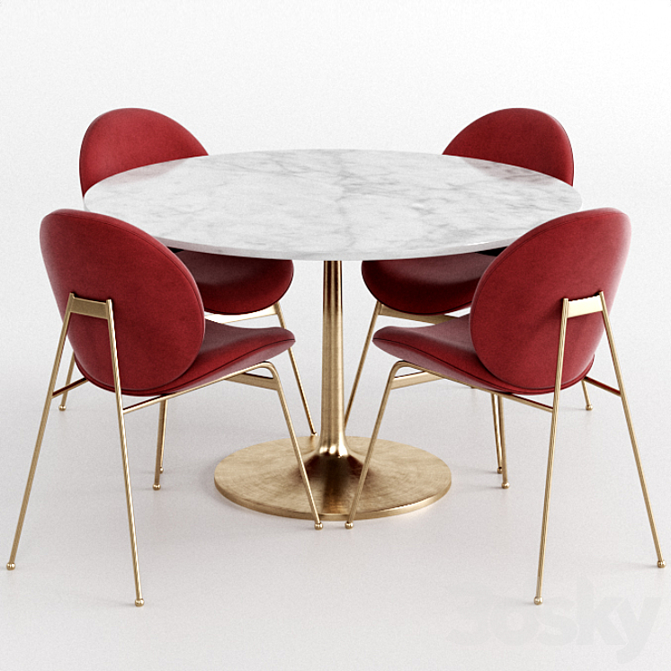 West elm and Crate & Barrel Dinning Set 2 3DS Max - thumbnail 2