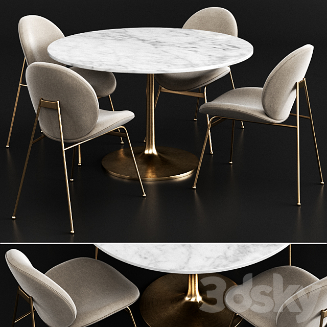 West elm and Crate & Barrel Dinning Set 3DSMax File - thumbnail 1