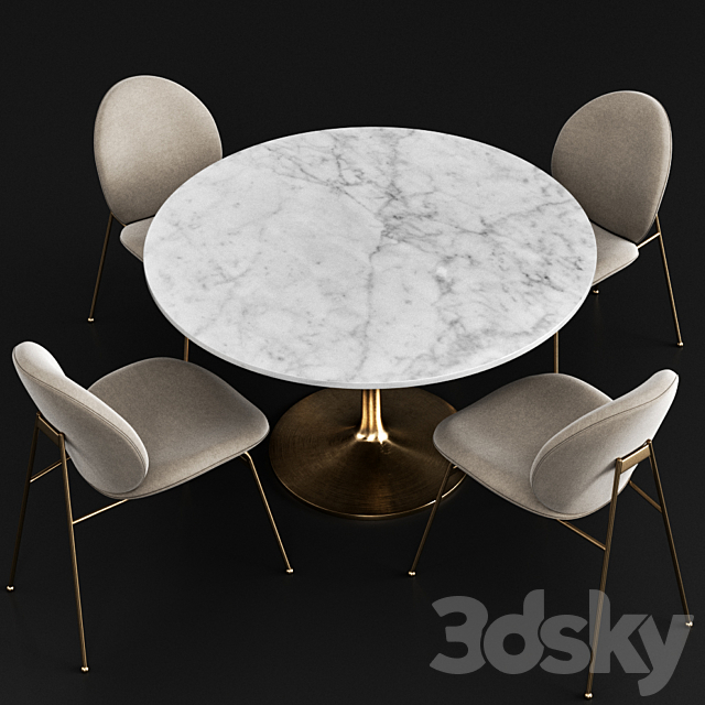 West elm and Crate & Barrel Dinning Set 3DSMax File - thumbnail 2