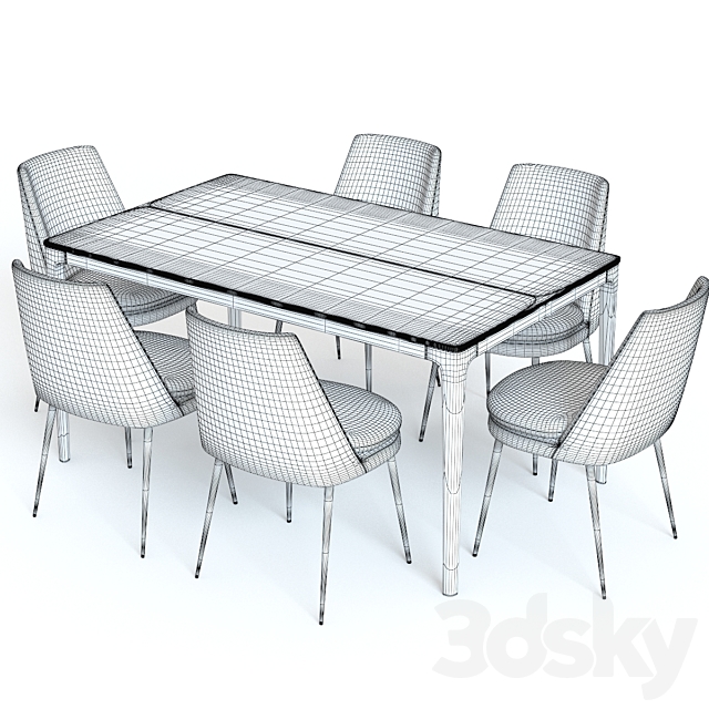 West Elm Canto Table and Chairs 3DSMax File - thumbnail 3