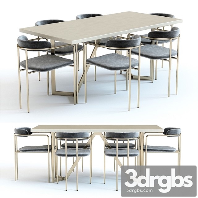 West elm cast tower table and chairs 2 3dsmax Download - thumbnail 1