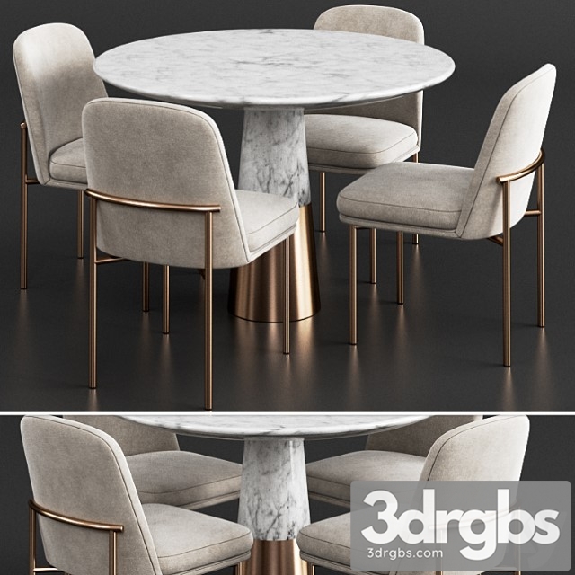 West elm & cb2 dinning set 2 2 3dsmax Download - thumbnail 1