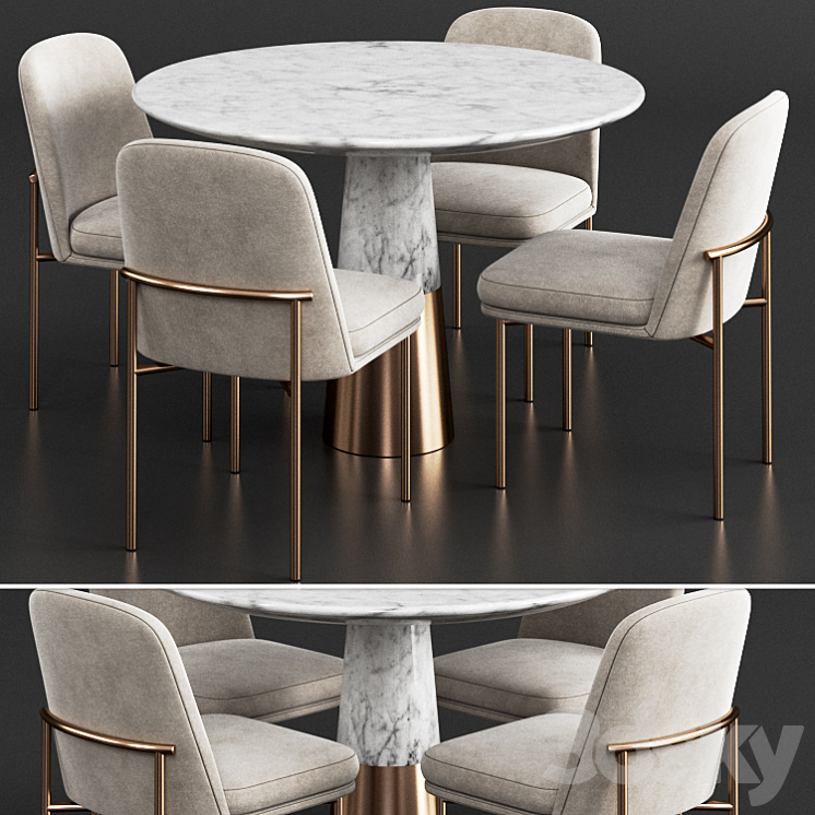 West Elm & CB2 Dinning Set 2 3DS Max - thumbnail 1