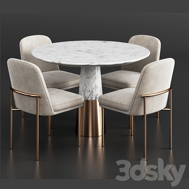 West Elm & CB2 Dinning Set 2 3DSMax File - thumbnail 2