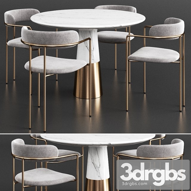 West Elm Cb2 Dinning Set 3 3dsmax Download - thumbnail 1