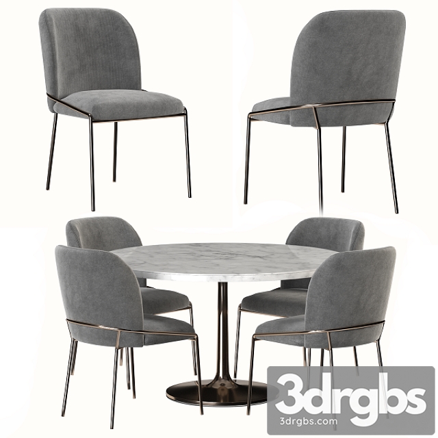 West Elm & Crate and Barrel Dining Set 3dsmax Download - thumbnail 1