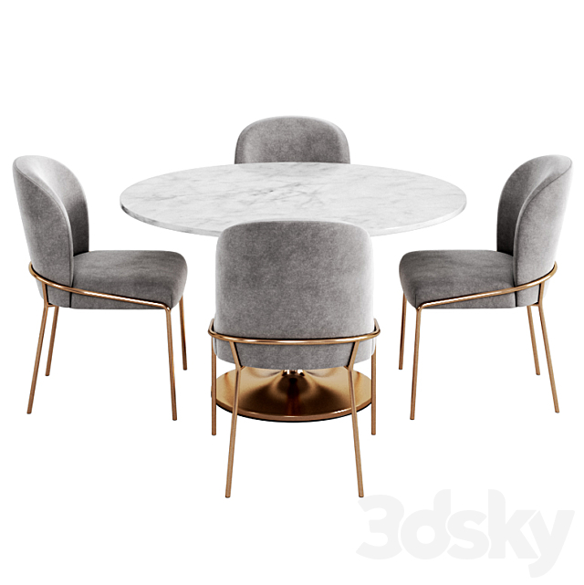 West elm & Crate & Barrel Dinning Set 2 3DS Max Model - thumbnail 3