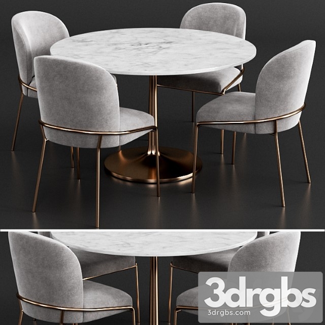 West Elm Crate Barrel Dinning Set 2 3dsmax Download - thumbnail 1