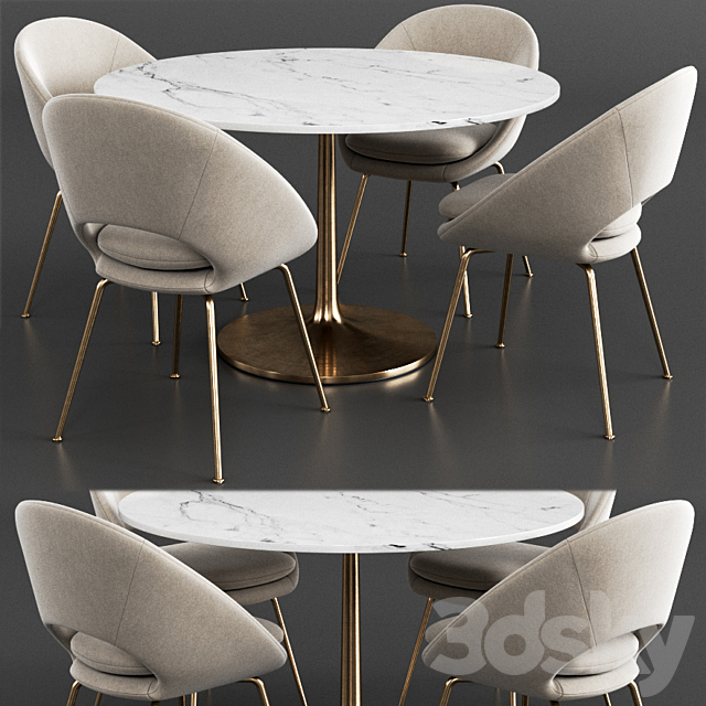 West elm & Crate & Barrel Dinning Set 3 3DSMax File - thumbnail 1