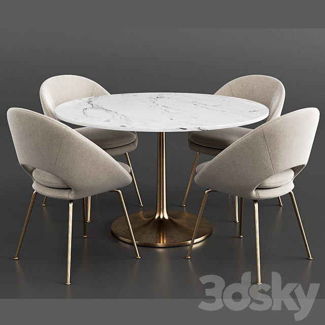 West elm & Crate & Barrel Dinning Set 3 3DSMax File - thumbnail 2