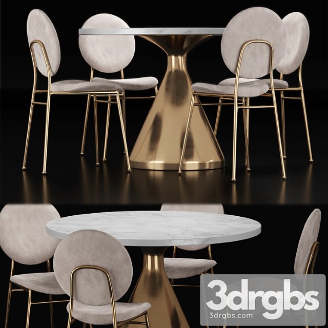 West Elm Dining Set 1 1 3dsmax Download - thumbnail 1