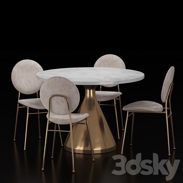 West Elm Dining Set 1 3DS Max Model - thumbnail 2