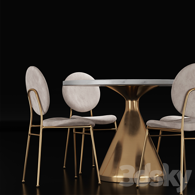 West Elm Dining Set 1 3DS Max Model - thumbnail 3