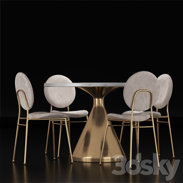 West Elm Dining Set 1 3DS Max Model - thumbnail 4