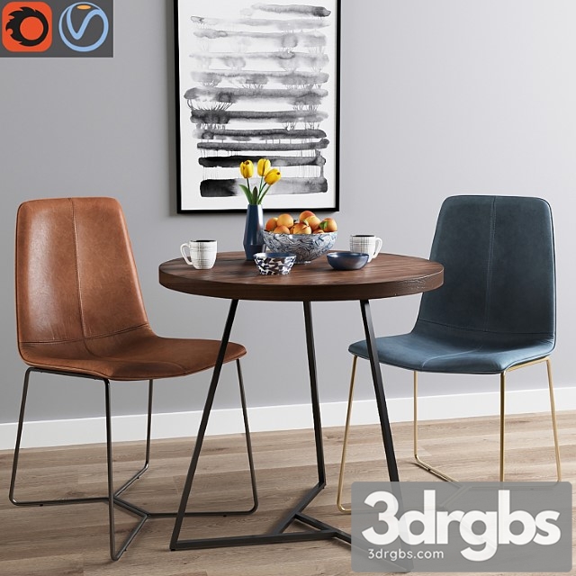 West elm dining set 2 3dsmax Download - thumbnail 1