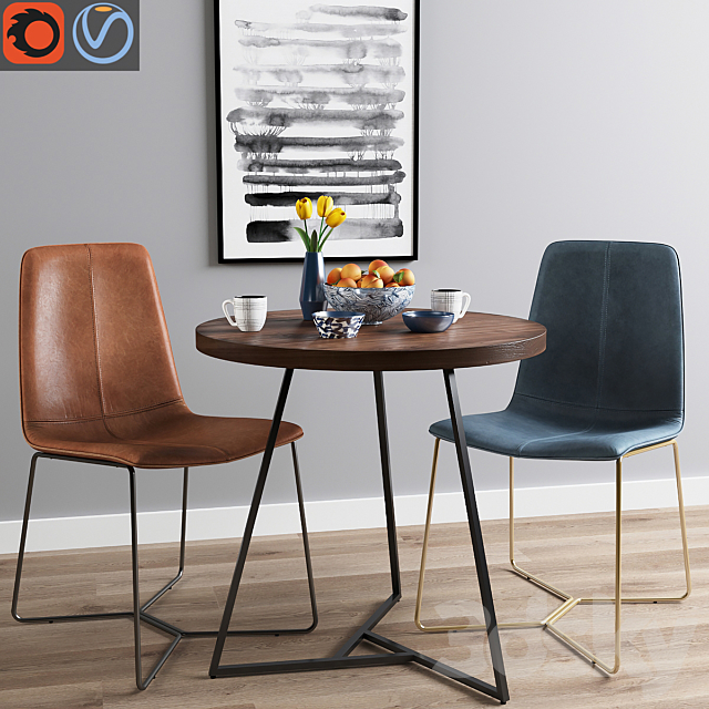 West Elm dining set 3DSMax File - thumbnail 1