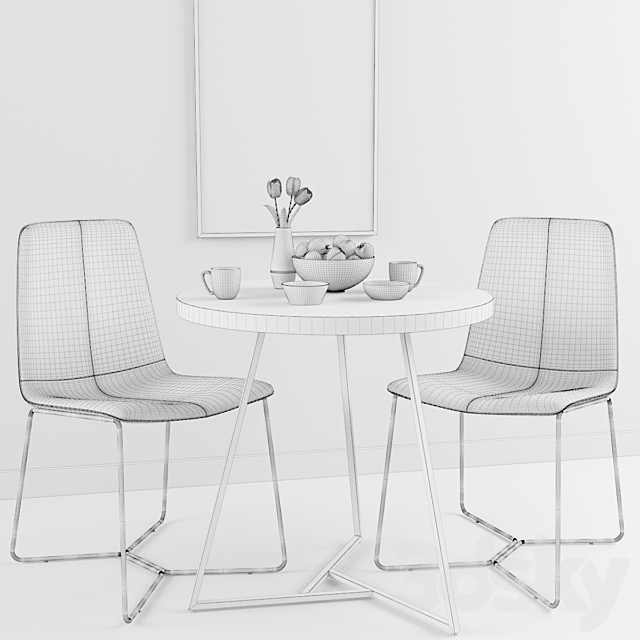 West Elm dining set 3DSMax File - thumbnail 3