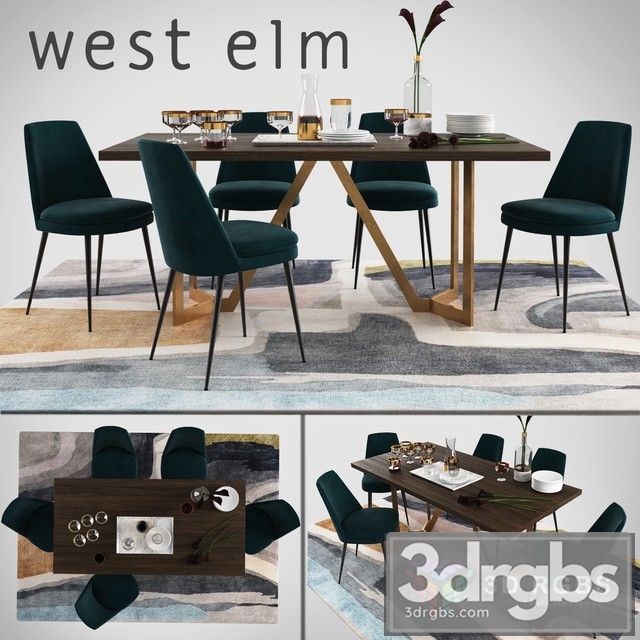 West Elm Diningroom Set 2 3dsmax Download - thumbnail 1