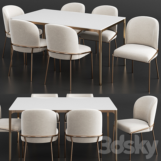 West Elm Dinning Set 19 3DSMax File - thumbnail 1