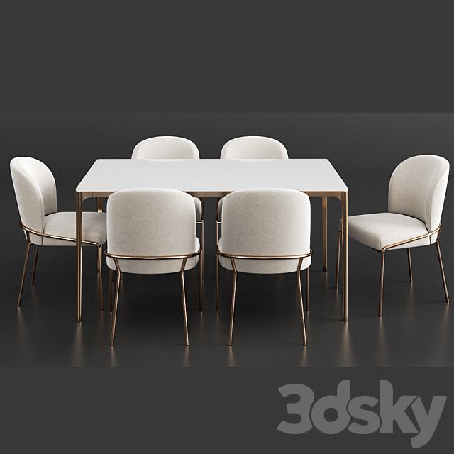 West Elm Dinning Set 19 3DSMax File - thumbnail 2