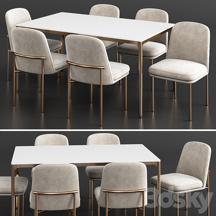 West Elm Dinning Set 23 3DS Max - thumbnail 1