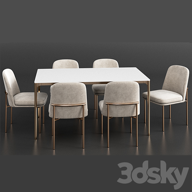 West Elm Dinning Set 23 3DSMax File - thumbnail 2