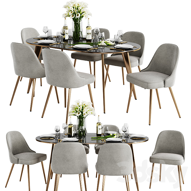 West Elm Dinning Set 3 3DSMax File - thumbnail 1