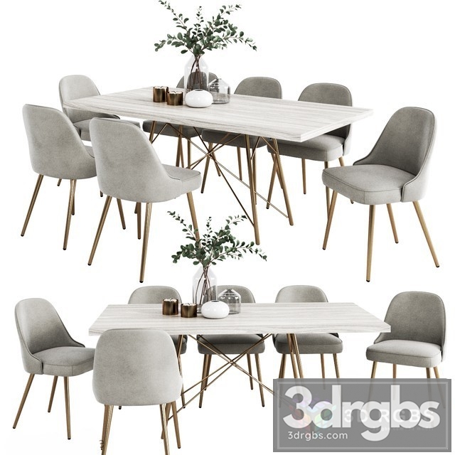 West Elm Dinning Set 3dsmax Download - thumbnail 1