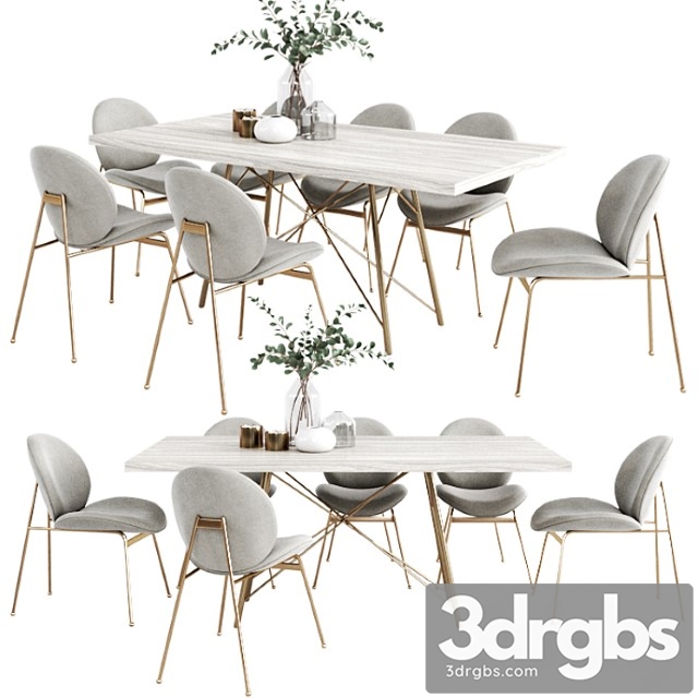 West Elm Dinning Set 4 3dsmax Download - thumbnail 1