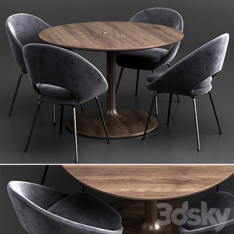 West Elm Dinning Set 8 3DS Max - thumbnail 1