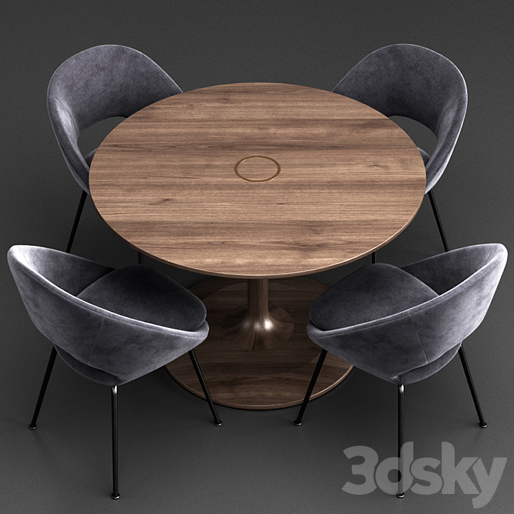 West Elm Dinning Set 8 3DS Max - thumbnail 2