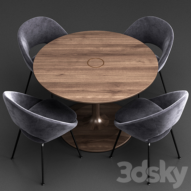 West Elm Dinning Set 8 3DSMax File - thumbnail 2