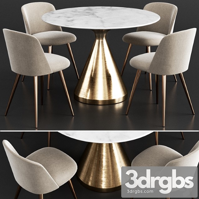 West Elm Dinning Set 9 3dsmax Download - thumbnail 1