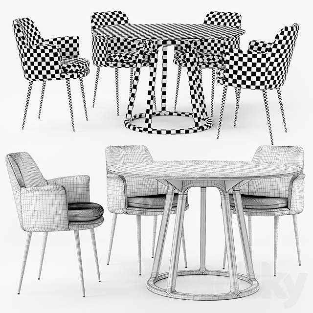 West elm finley dining set 3DSMax File - thumbnail 3