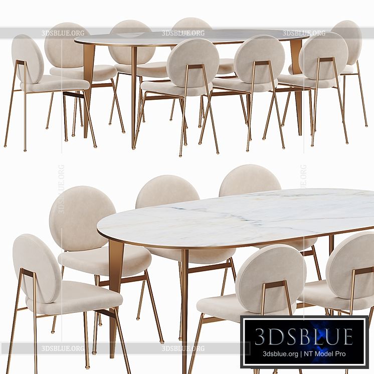 West elm Jane Dining Table 3DS Max - thumbnail 3