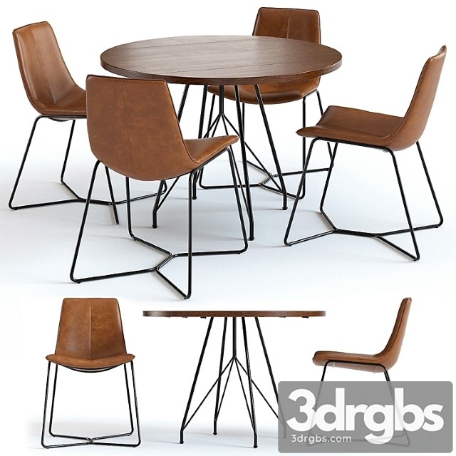 West elm jules table and slope chairs 2 3dsmax Download - thumbnail 1