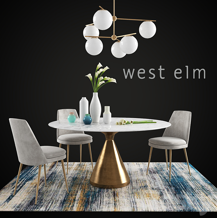 WEST ELM set 3DS Max - thumbnail 1