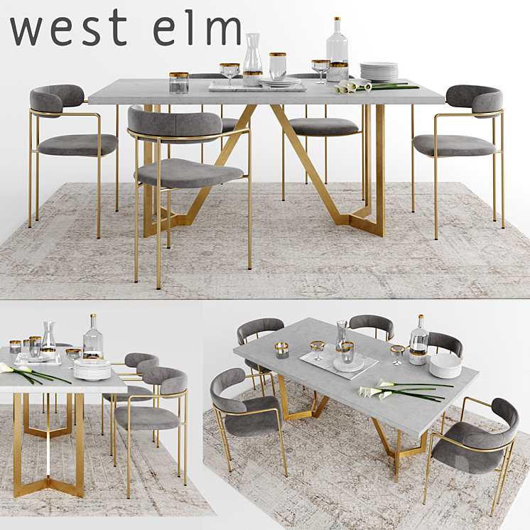 WEST ELM set 4 3DS Max - thumbnail 1