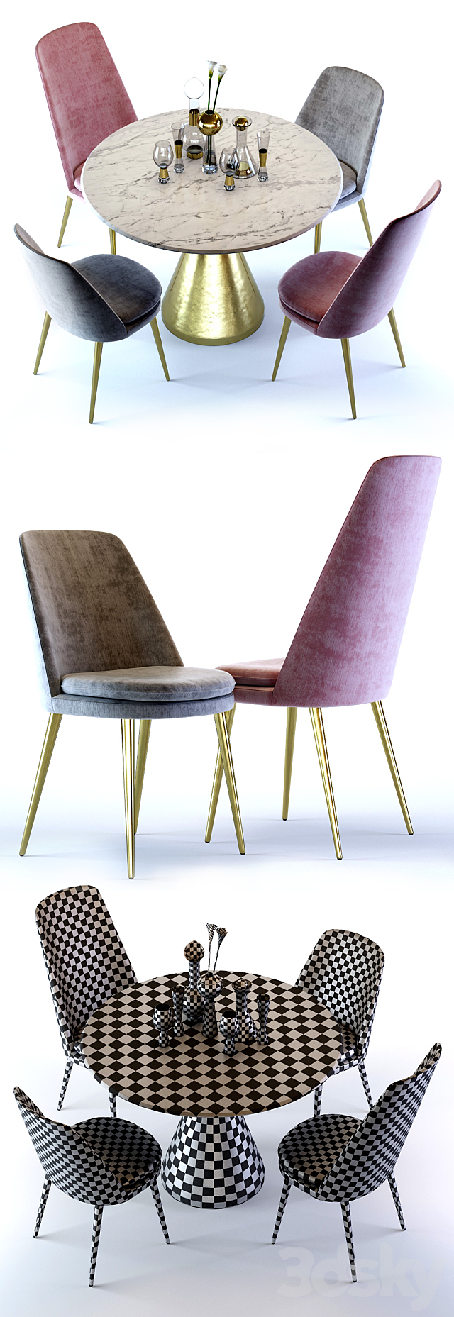 West Elm Silhouette Table and Finley Chair 3DSMax File - thumbnail 2