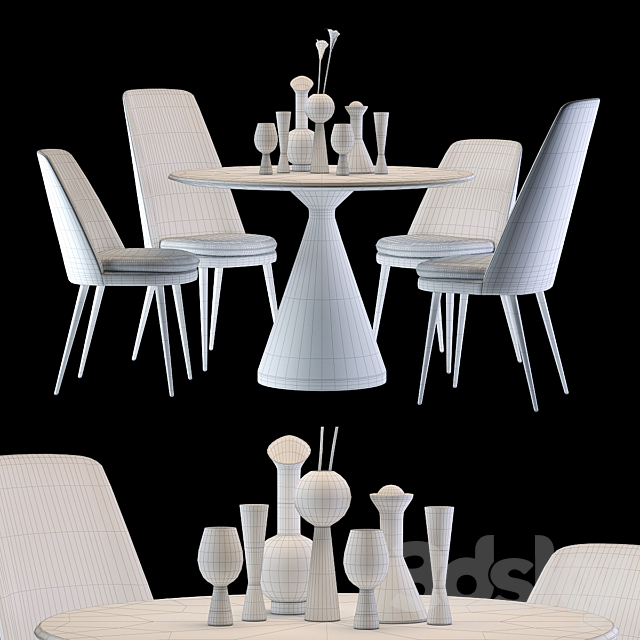 West Elm Silhouette Table and Finley Chair 3DSMax File - thumbnail 3