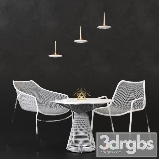 White Mesh Table and Chair 3dsmax Download - thumbnail 1