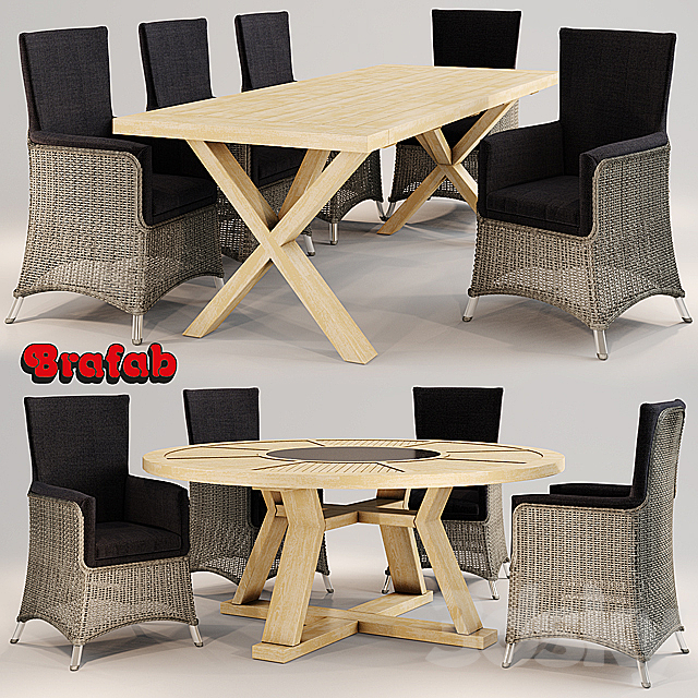 Wicker chair and two tables Brafab 3DSMax File - thumbnail 1