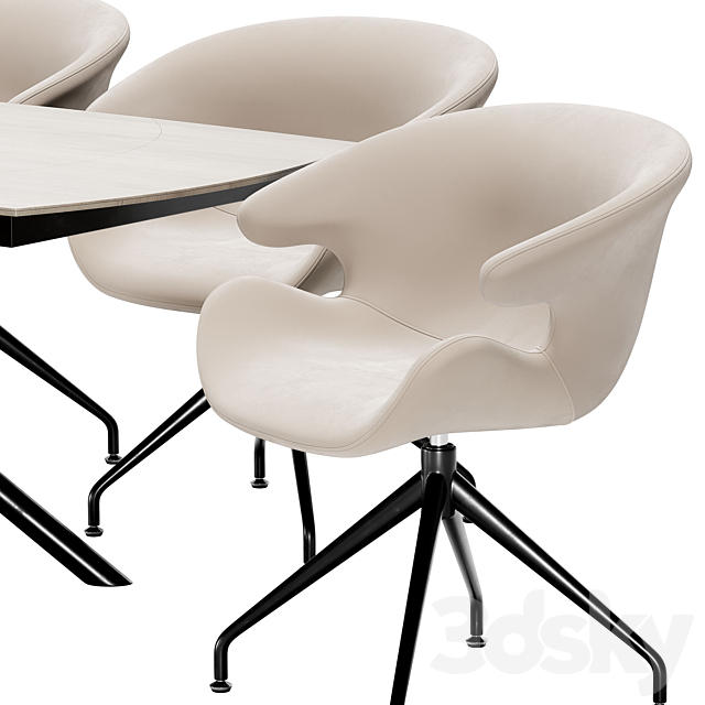 Wing dining chair and table MK-7501-WD 3DS Max Model - thumbnail 4