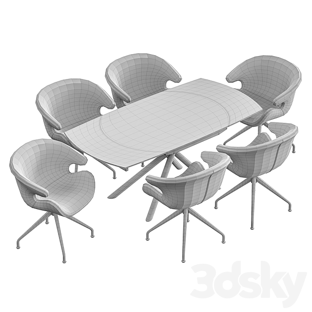 Wing dining chair and table MK-7501-WD 3DS Max Model - thumbnail 6