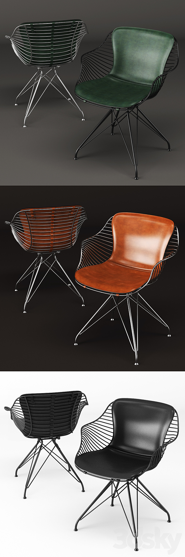 Wire Dinning Chair Wire Coffee Table 3DS Max Model - thumbnail 2