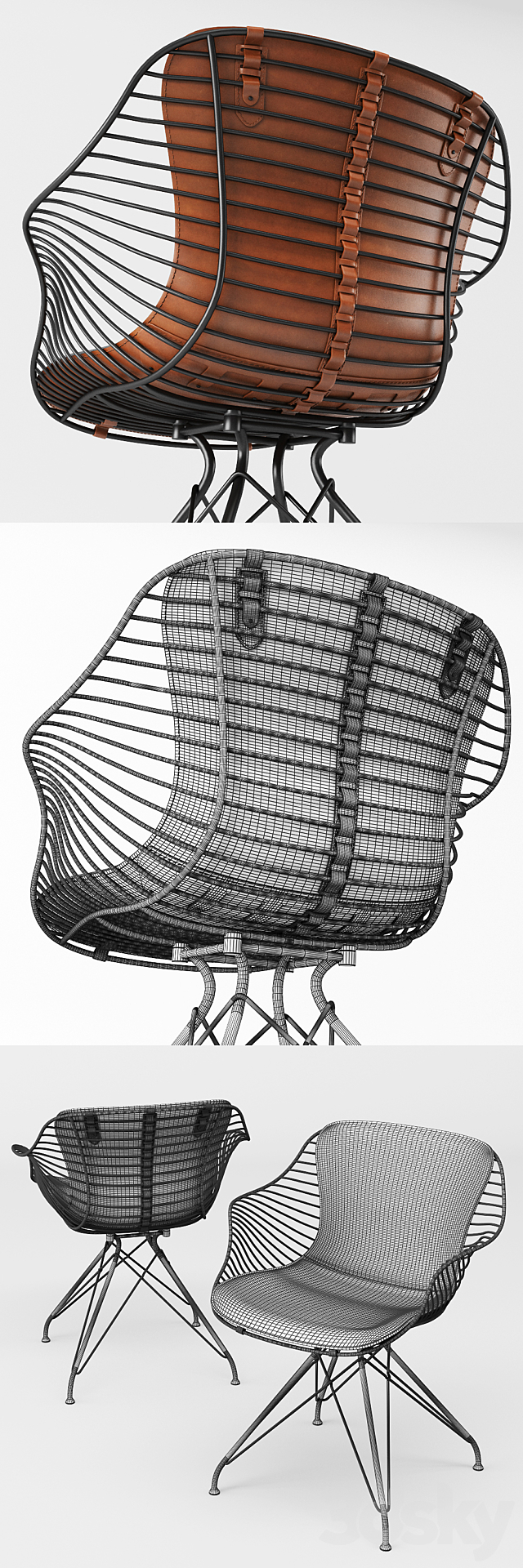 Wire Dinning Chair Wire Coffee Table 3DS Max Model - thumbnail 3