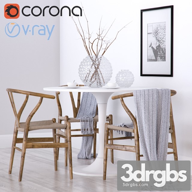 Wishbone Chair CH24 Ikea Docksta 3dsmax Download - thumbnail 1